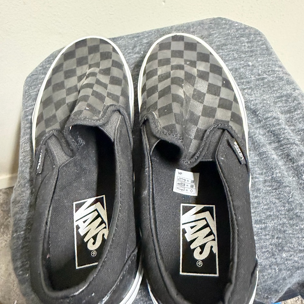 Vans Black Checkerboard Slip-On Loafers - Picture 8 of 9